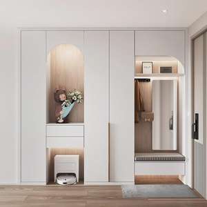 Armario Abierto Moderno y Lujoso Personalizado <span class=keywords><strong>para</strong></span> Dormitorio, Mueble de Madera con Paneles <span class=keywords><strong>para</strong></span> Sala de Estar o Uso en Villas - Product Image 1