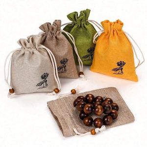 Factory Wholesale Custom Logo <b>Draw</b> <b>String</b> Linen <b>Bag</b> Bundle Pocket Printing Jute Drawstring Gift <b>Bag</b> - Product Image 2