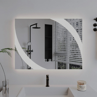 Miroir intelligent LED lumineux pour salle de bain avec bande anti-buée tactile et éclairage de maquillage mural