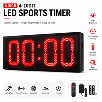 Compteur numérique LED mural durable de 8 pouces à 4 chiffres pour chronométrage sportif, idéal pour piscines, clubs et stades