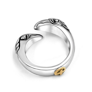 Anillo Abierto Golden Eagle de Acero de Titanio con Diseño de Pluma, Joyería de Moda Unisex SA928 - Product Image 5