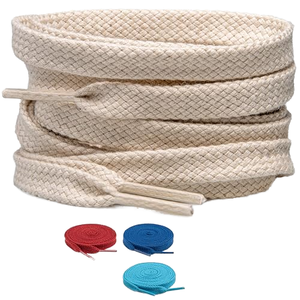 Lacets plats pour baskets, beige, jaune, marron, pour hommes et femmes, chaussures de skate, de basketball, en toile, style coréen, polyvalents, double couche, 8 mm - Product Image 3