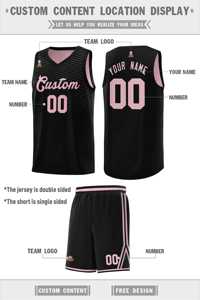 Uniforme Deportivo Personalizado de Baloncesto con Diseño de Corte en el Pecho en Negro y Rosa, Doble Cara - Product Image 4