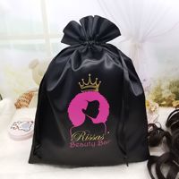 Sachets en Satin à Cordon de Serrage Personnalisés pour Cheveux, Perruques et Extensions, Emballage Souple en Soie avec Logo Imprimé