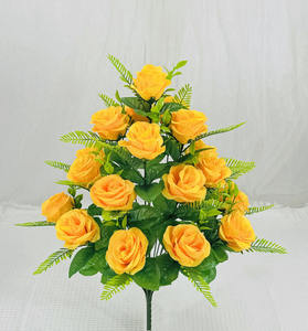 18 têtes de roses artificielles pour cimetière, fleurs de tombe, arrangements floraux, décorations de tombes en plein air - Product Image 3