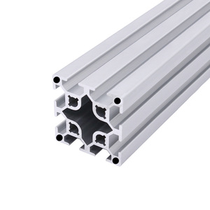 European Standard 5050 Aluminum Profile 50x50 Dual Slot Industrial Automation <b>Frame</b> Silver <b>White</b> Anodized 6063 Alloy - Product Image 1