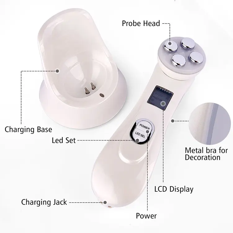 Escs rimozione delle rughe a radiofrequenza Micro corrente LED colore vibrazione luce strumento trattamento rughe Acne