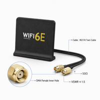 Antenne WiFi MIMO à base magnétique, tri-bande 2,4 GHz 5 GHz 6 GHz, 6,5 dBi, gain élevé, RP-SMA mâle pour routeur sans fil WiFi 6E 7, PC de bureau