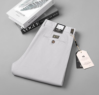 Pantalon d'Été Homme Taille Moyenne Style Costume Chino Pantalon Mince de Travail Bureau Cérémonie Habillé Affaires Social Extensible