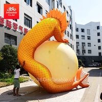 Ballon de lune gonflable publicitaire, ballon de dessin animé Dragon couché sur la lune, personnalisé