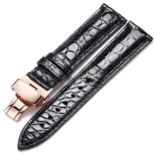 Bracelet de montre en cuir de crocodile véritable, logo personnalisable brillant, bracelet de montre en cuir - Product Image 1