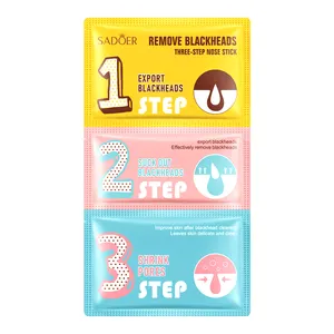 SADOER Three-step Black Head Nose Patch Deep Cleansing Nose Pores Shrink Care T-zone Set Nose Pore Strips Blackhead Removal