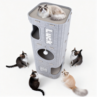 Maison pour chat en feutre quatre saisons, multi-niveaux, avec griffoir intégré et lit cachette pour chats d'intérieur