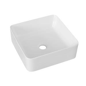 Lavabo de Encimera Moderno y Tradicional de 34.5 x 34.5 cm, de Porcelana y Mármol con Diseño Rústico para Baño u Hotel - Product Image 1