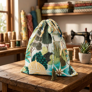 Printed Cotton Fabric Drawstring Large Cosmetic Bag for Pouch Jewelry Storage <b>Travel</b> <b>Organizer</b> Custom Gift Bag - Product Image 5