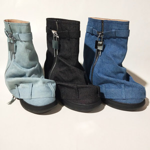 Fashion 2025 New Autumn Women Botas Round Toe Mid Calf Denim Thick Bottom Mujer Brand Platform <b>Boots</b> - Product Image 6