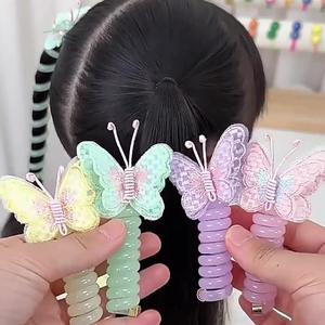 Linda Diadema con Forma de Mariposa y Flores, con Alta Elasticidad, para Mujeres y Niñas, Banda de Plástico Tipo Cable Telefónico - Product Image 3