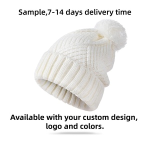 여성용 맞춤 로고 모자 100% 아크릴 니트 비니 여성 겨울용 따뜻한 니트 스컬 캡 맞춤 제작 가능 - Product Image 5