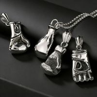Pendentif Gant de Boxe Rétro de Haute Qualité en Acier Inoxydable Plaqué Argent, Breloque Tendance, Bijou Sport et Fitness