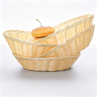 Panier à pain en rotin tressé en plastique, plateau de rangement pour fruits et légumes, panier de présentation pour pâtisseries et en-cas pour la décoration de table de boulangerie ou de cuisine