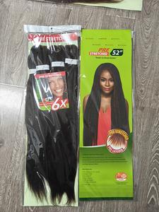 Extensions de <span class=keywords><strong>cheveux</strong></span> synthétiques pré-étirées de 52 pouces, texture Yaki, 6x, pré-étirées à l'eau chaude, pour tresses professionnelles - Product Image 4