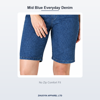 Short Bermuda Vintage pour Femme Coupe Droite Taille Mi-Haute en Coton/Spandex Lavable en Machine