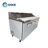 Réfrigérateur compact silencieux certifié ETL américain pour la conservation des salades et des fruits avec table de préparation de pizzas à refroidissement par air et congélateur intégré