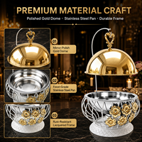 Plat de service en acier inoxydable avec couvercle dôme doré, chauffe-plat de buffet, décor tournesol, pour hôtellerie et restauration, personnalisable OEM