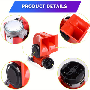 Klaxon pneumatique 12V DC en plastique rouge pour moto, camion, voiture, rénovation et mise à niveau - Product Image 5