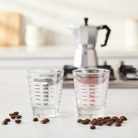Lot de 2 verres à expresso 30 ml, tasses doseuses en verre résistant à la chaleur, avec échelle graduée transparente, compatibles lave-vaisselle et cuisinière, pour bar à café, maison et cuisine