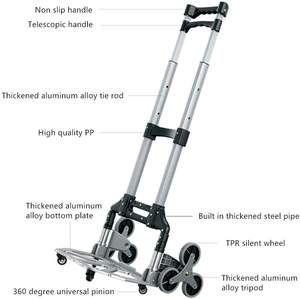 <span class=keywords><strong>Heavy</strong></span> Duty Met 6 Wielen Verstelbare Aluminium Handkar Trap Klimmen Winkelwagen Draagbare Vouwen <span class=keywords><strong>Trolley</strong></span> Voor Upstairs - Product Image 2
