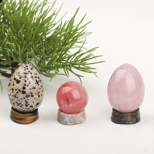 ฐานตกแต่ง DIY แกะสลักจากหินดิบขัดเงา รูปทรงไข่ฟักทอง พร้อมฐานวางวอลนัทและที่ยึดลูกบอล ประดับด้วยคริสตัลบอลธรรมชาติ - Product Image 4