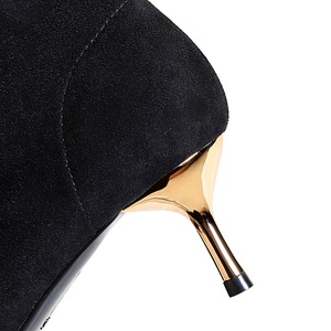 319-A12 BIGTREEB Banquete de estilo europeo y americano Reparación de pies de mujer botas cortas de invierno con punta de metal de gamuza - Product Image 4