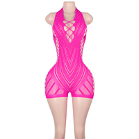 Tenues de danse exotiques de créateur, bodys de scène scintillants pour strip-teaseuses, en maille ornée de strass, pour performances en boîte de nuit, tenues personnalisées