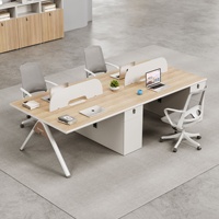 Bureau de travail professionnel moderne pour employés, en mélamine, avec pieds en métal blanc, mobilier de poste de travail pour entreprises