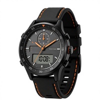 Montre de plongée à double affichage à énergie solaire avec alarme, cadran lumineux, boîtier en alliage, bracelet en plastique