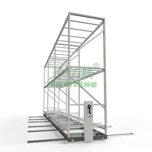 Dual Layer Hydroponic Vertical Grow Rack Large Steel Vertical Growing System with Sliding Tables Bench