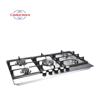 Cuisinière à gaz à cinq brûleurs en acier inoxydable Cuisinière de table intégrée à économie d'énergie Appareils ménagers avec batterie électrique Source d'alimentation Table de cuisson à gaz