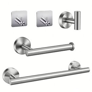 Support mural intelligent auto-adhésif en chrome pour serviettes de cuisine et de salle de bain, avec étagère et rail en métal – Ensemble d'accessoires de salle de bain - Product Image 3