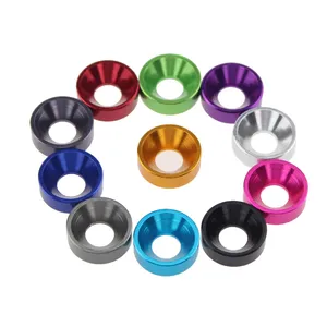 OEM CNC Anodized Aluminum Washers M2 M2.5 M3 M4 M5 M6 M8 Aluminum Cone Washer Conical Cup Countersunk Washer