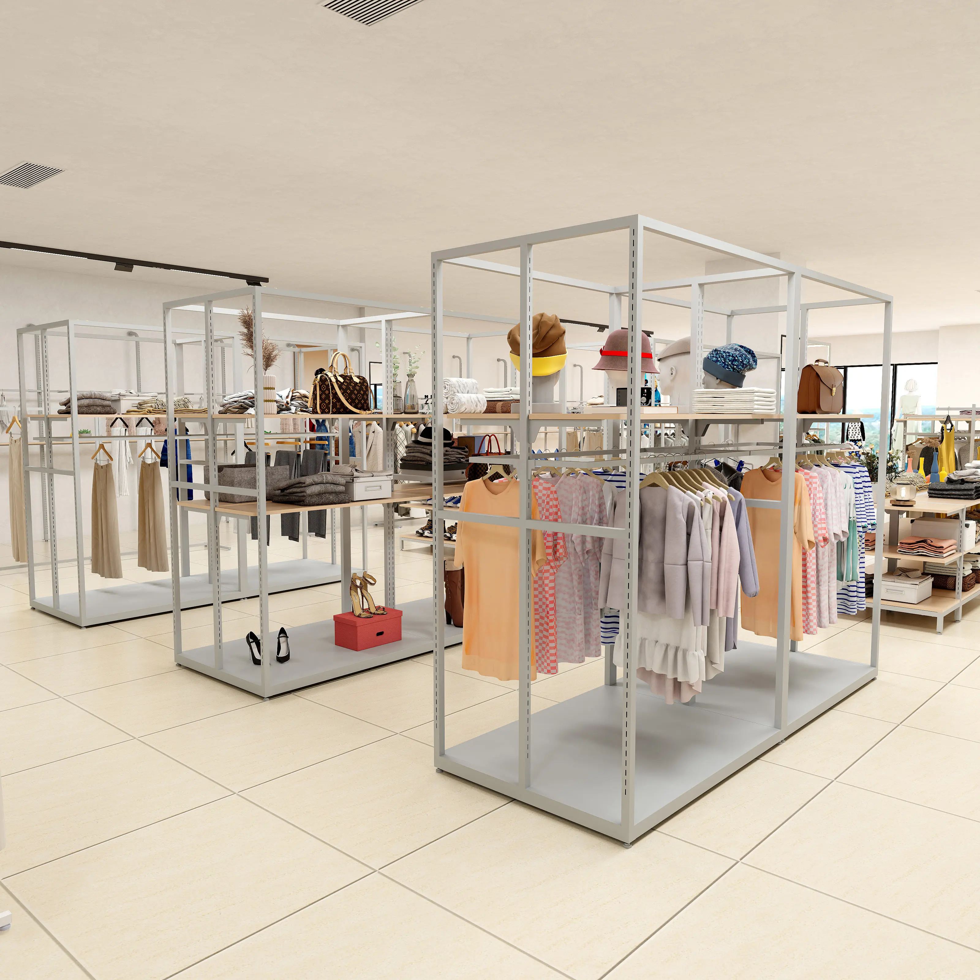 Diseño gráfico One-Stop boutique store accesorios de exhibición multiusos ropa estantes de exhibición estante de exhibición de ropa