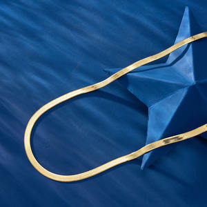 Rinntin สร้อยคอโซ่ชุบทอง18K SC35เงินสเตอร์ลิง3มม. 925แบน <span class=keywords><strong>Herringbone</strong></span> สำหรับผู้หญิงผู้ชาย - Product Image 2