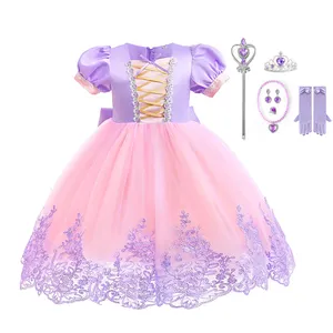 Kostum Halloween untuk Anak-anak Rapunzel Gaun Putri Kostum Anak-anak Bermain Peran