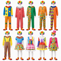 Collection en gros de costumes et robes de clown pour adultes, 10 modèles avec cols en dentelle à volants et pompons pour fêtes de cirque et spectacles