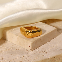 Chunky 18 Karat vergoldeter Edelstahl Geometric Square Wide Cool Rings Schmuck