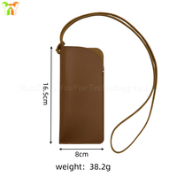 Étui à lunettes en cuir PU tendance avec cordon de cou, étui à lunettes de soleil portable pour l'extérieur