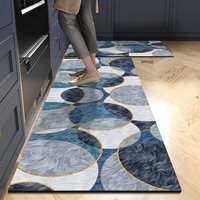 Tapis de sol de cuisine absorbant la boue diatomée géométrique bleue moderne tapis de pied de salle de bain à séchage rapide fabriqué à la machine de haute qualité
