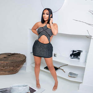Sk2505 Vestido ajustado sexy europeo y americano <span class=keywords><strong>con</strong></span> diseño de diamante Ropa de rendimiento para escenario - Product Image 5
