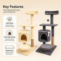 Tour à chat multi-niveaux avec condo en peluche, griffoir en sisal naturel, base en bois d'ingénierie, OEM ODM, carton solide personnalisé