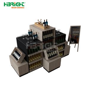 Étagères de supermarché pour les magasins d'alcool Présentoir élégant <span class=keywords><strong>en</strong></span> bois pour le <span class=keywords><strong>vin</strong></span> rouge et le <span class=keywords><strong>vin</strong></span> pour les décorations de magasin Présentoirs de centre commercial - Product Image 2